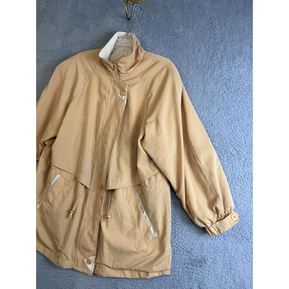 Vintage Innovations by‎ Izzi Jacket Womens Large Tan Zip Snap Drawstring 80s - Picture 4 of 16
